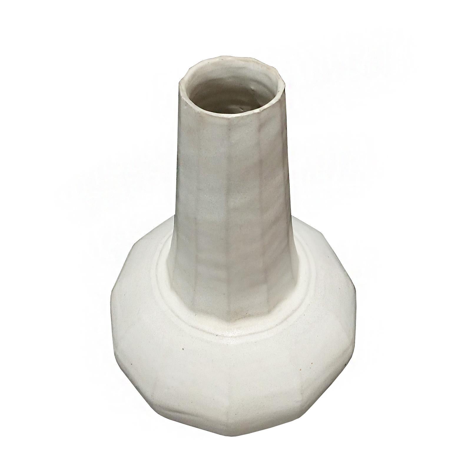 Earthenware Thai Ceramic Vase with White Glaze, Contemporary For Sale