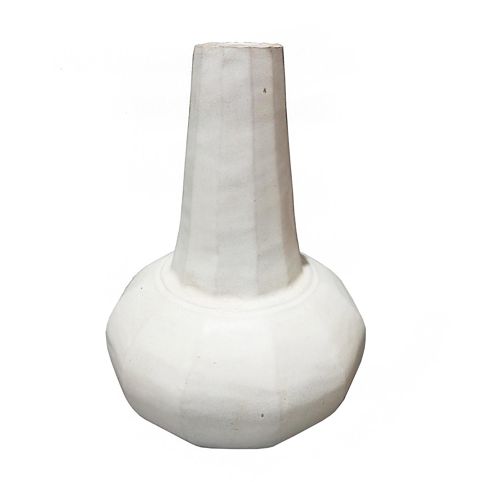 Thai Ceramic Vase with White Glaze, Contemporary For Sale 1