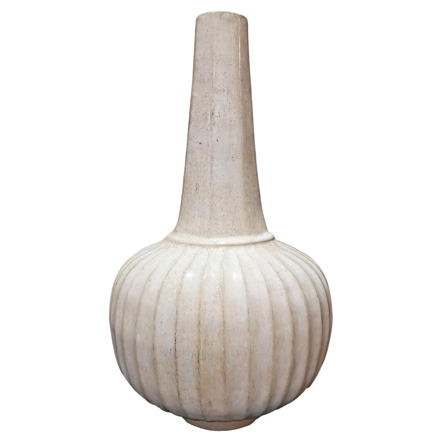 Thai Ceramic Vase with Beige Glaze For Sale