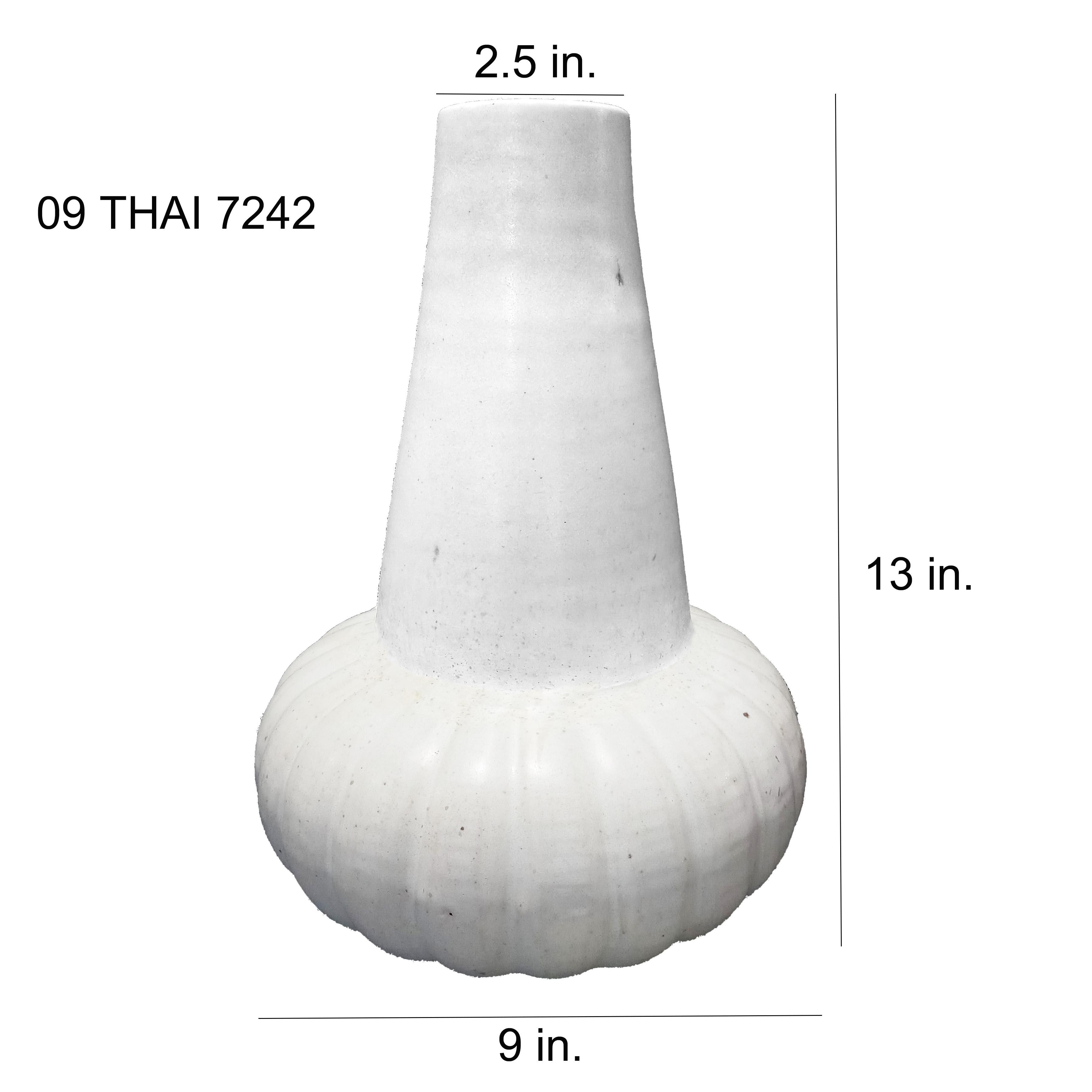 Thai Ceramic Vase with White Glaze, Contemporary For Sale 6
