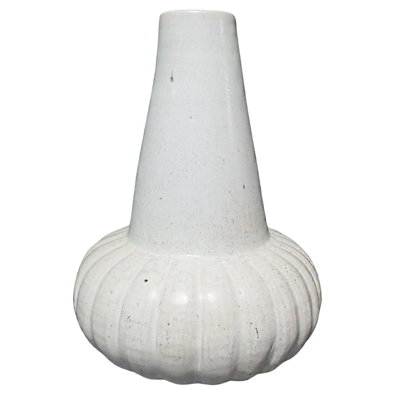 Thai Ceramic Vase with White Glaze, Contemporary For Sale