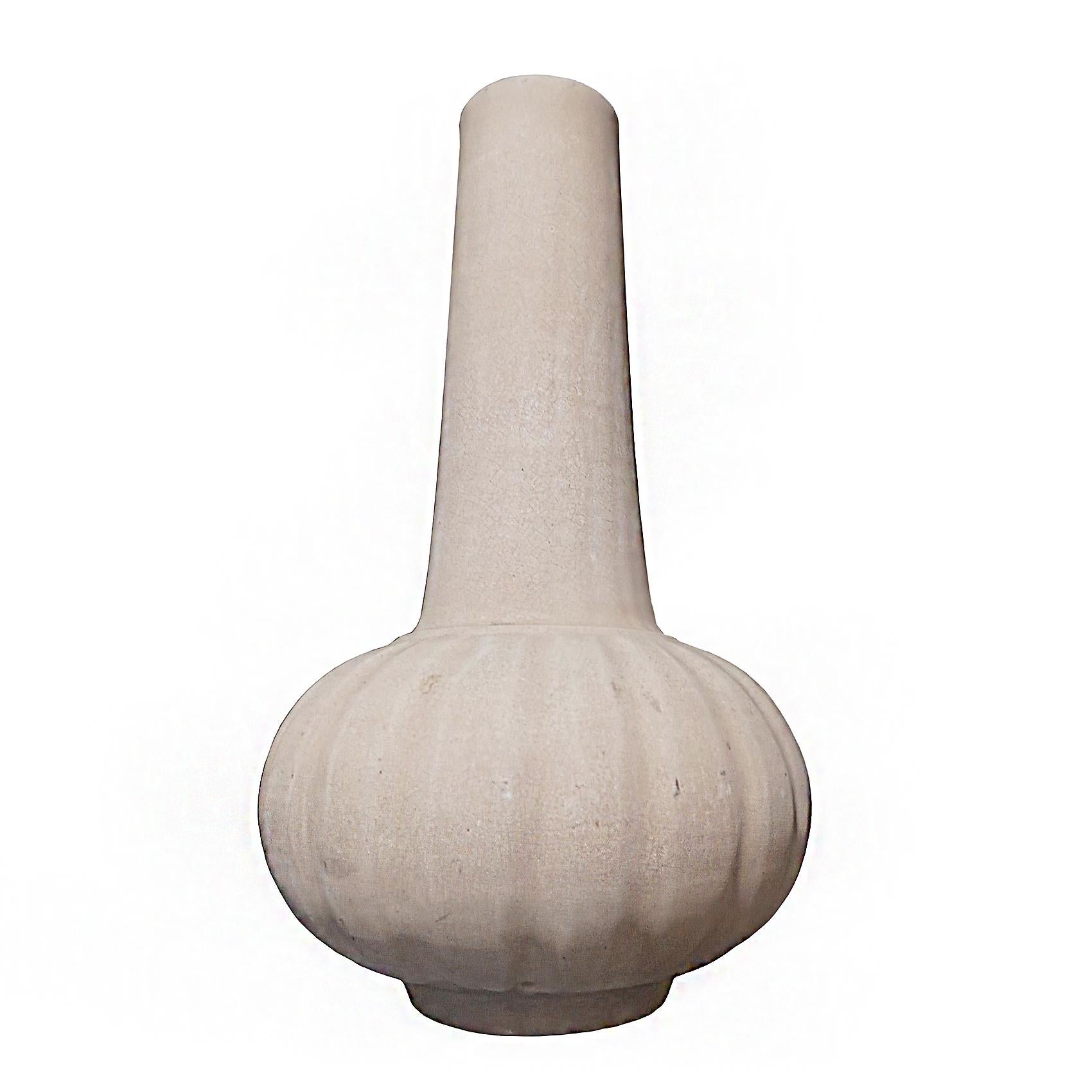 A ceramic vase from Thailand, with light cream opaque glaze. Contemporary. 

While the golden age of Thai ceramics ended around the 15-16th Centuries, local craftsmen learned the art through generations, later producing smaller numbers of pieces