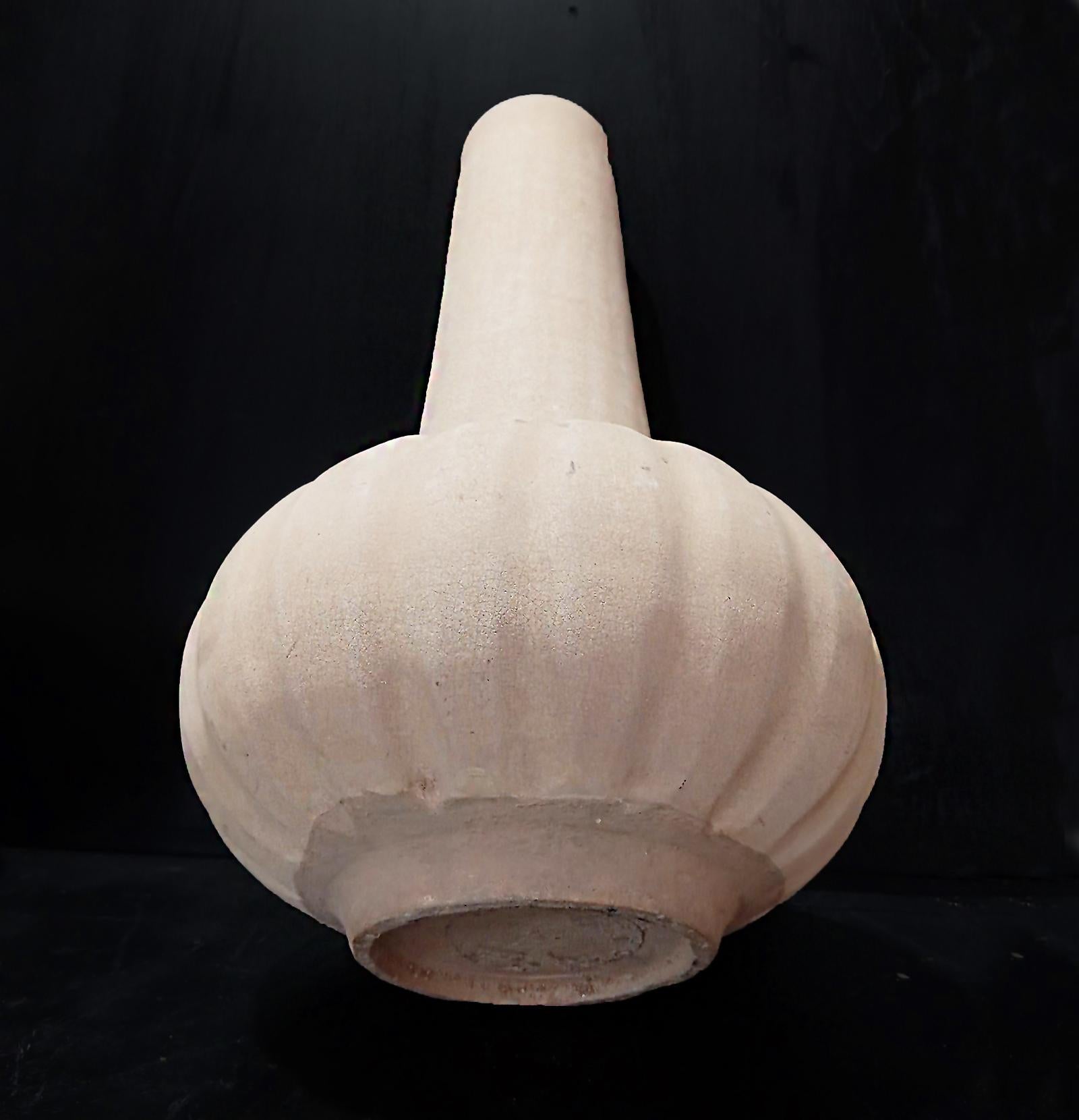 Glazed Thai Ceramic Vase with Light Beige Glaze
