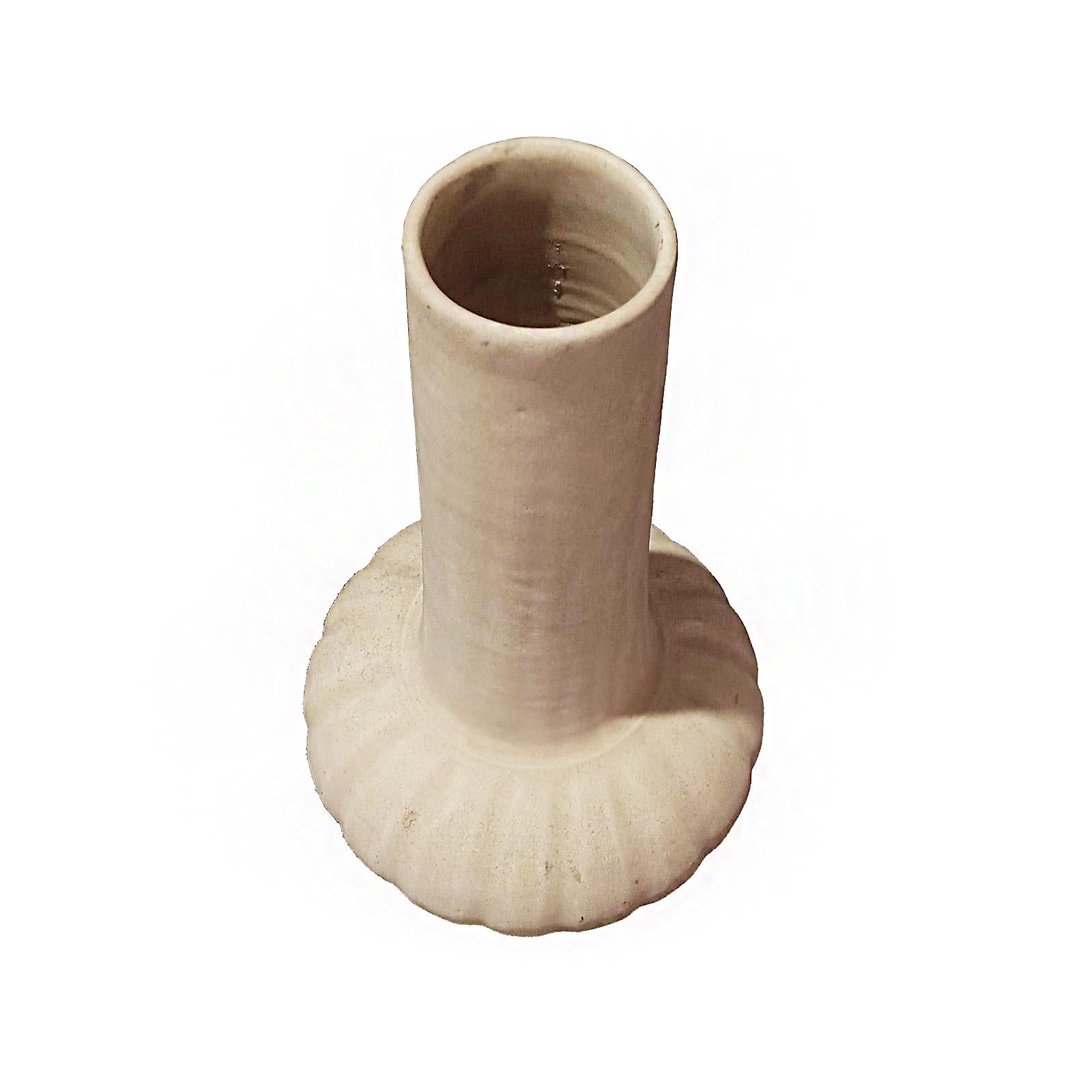 Contemporary Thai Ceramic Vase with Light Beige Glaze