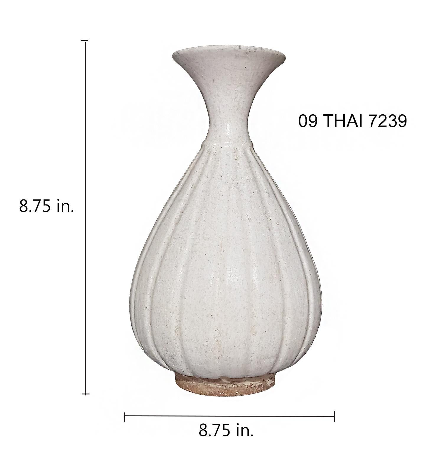 Thai Ceramic Vase with White Glaze For Sale 2