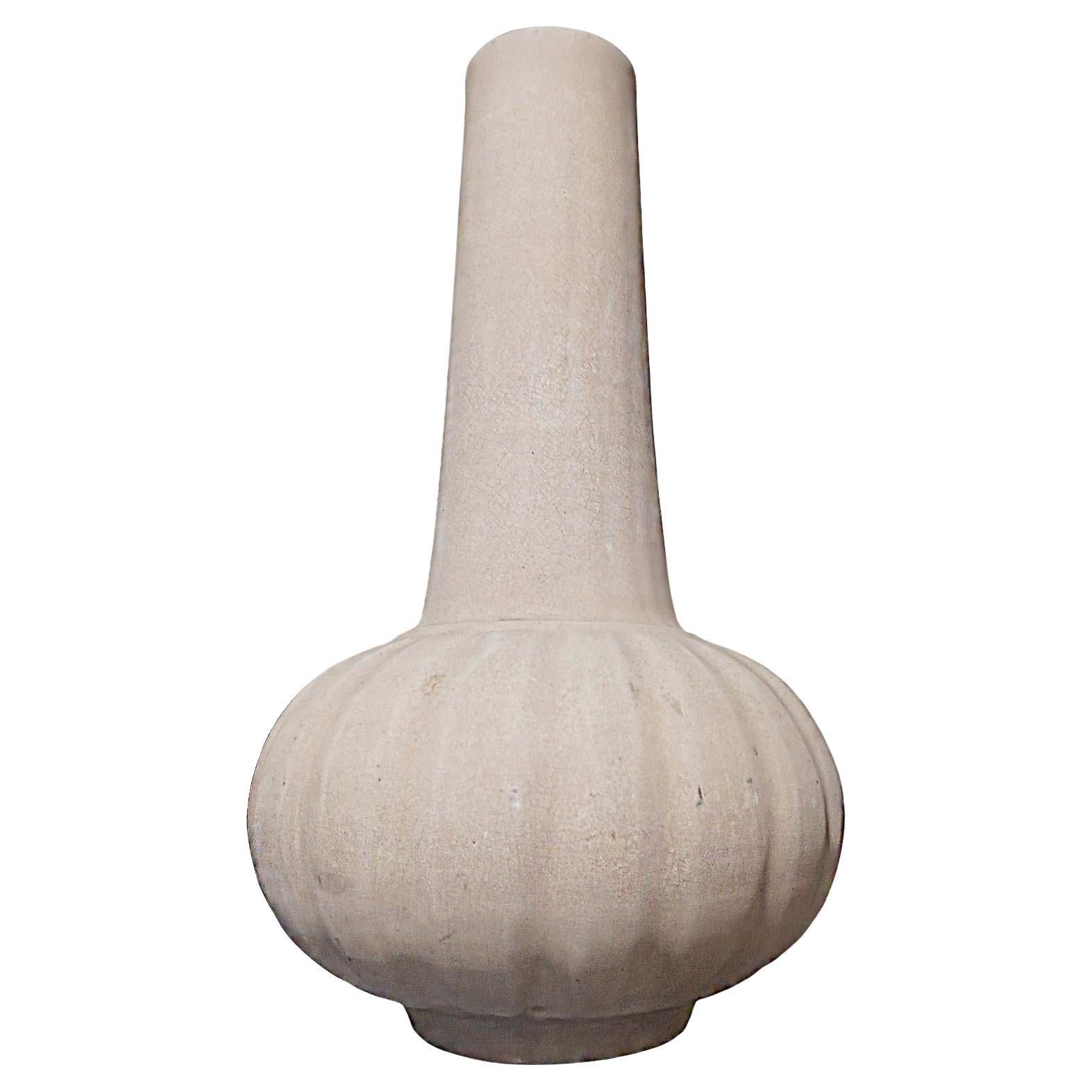 Thai Ceramic Vase with Light Beige Glaze
