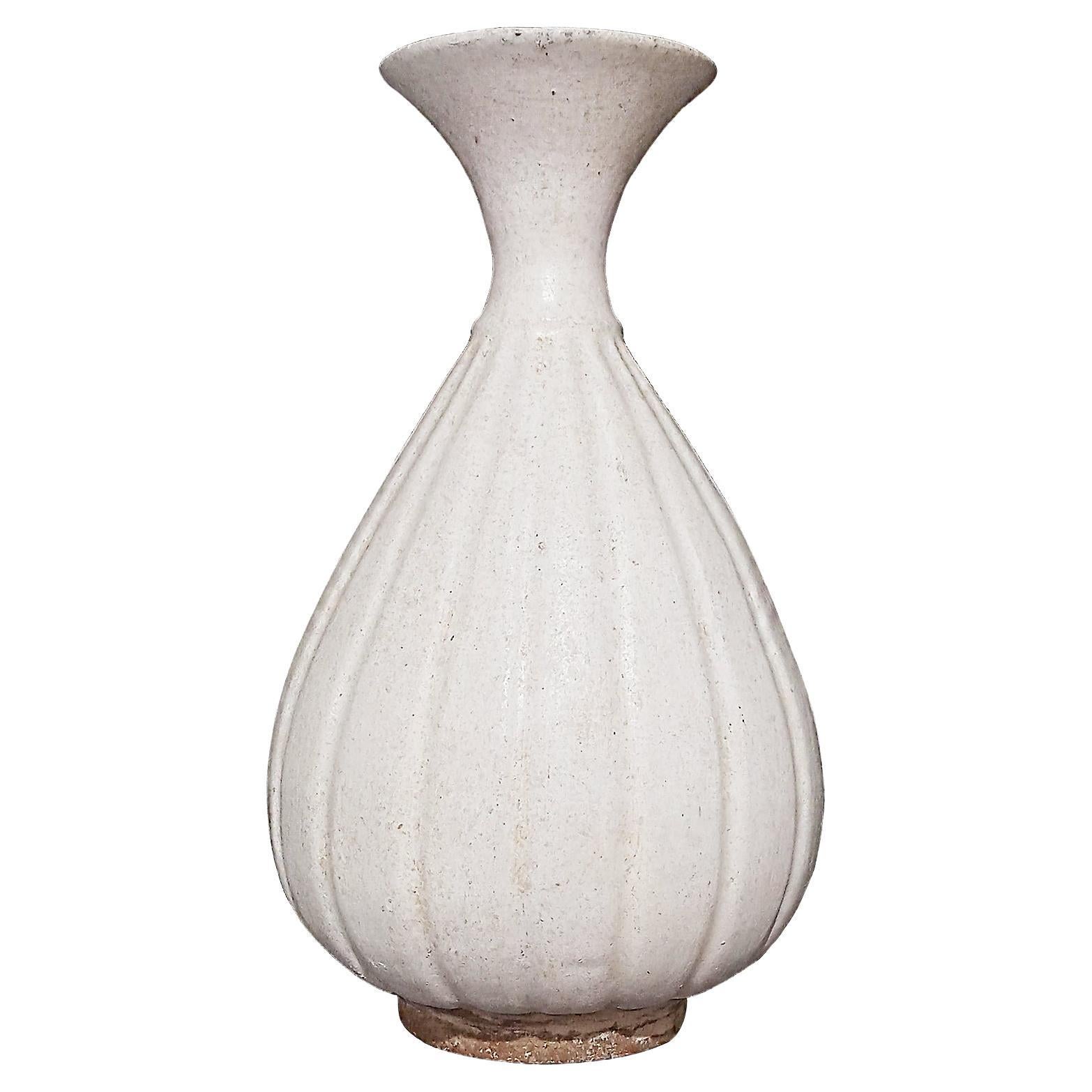 Thai Ceramic Vase with White Glaze For Sale