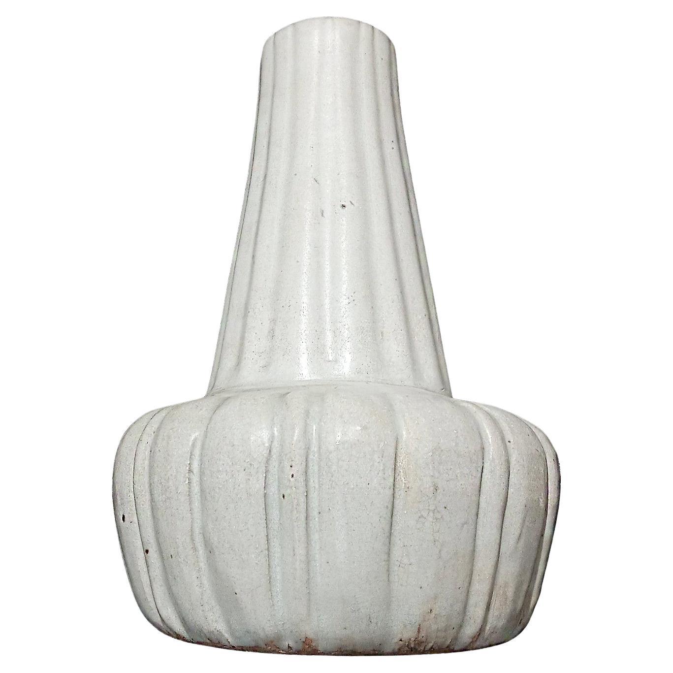 Thai Ceramic Vase with White Glaze, Mid 20th Century