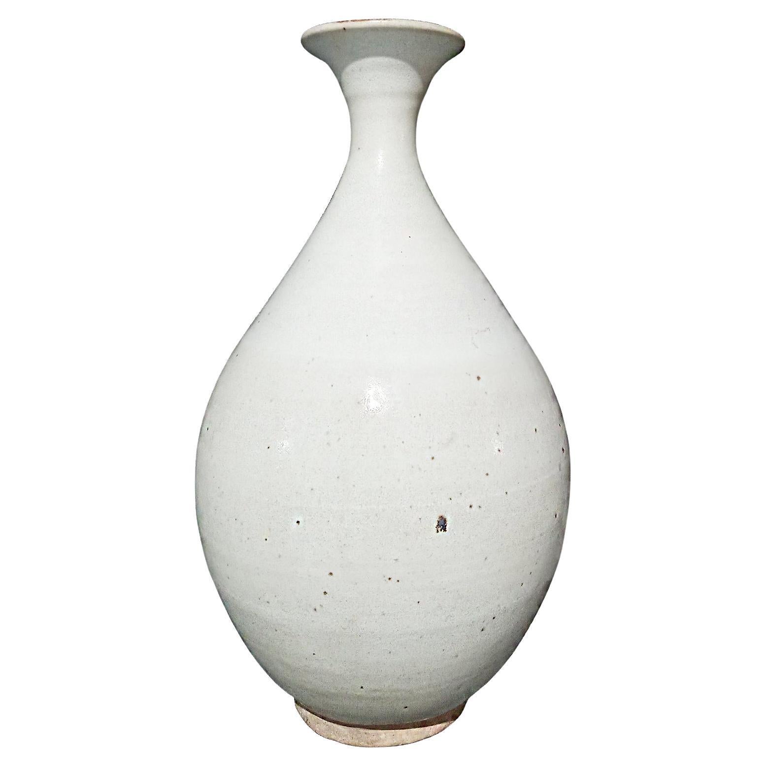 Thai Ceramic Vase with White Glaze, Mid 20th Century