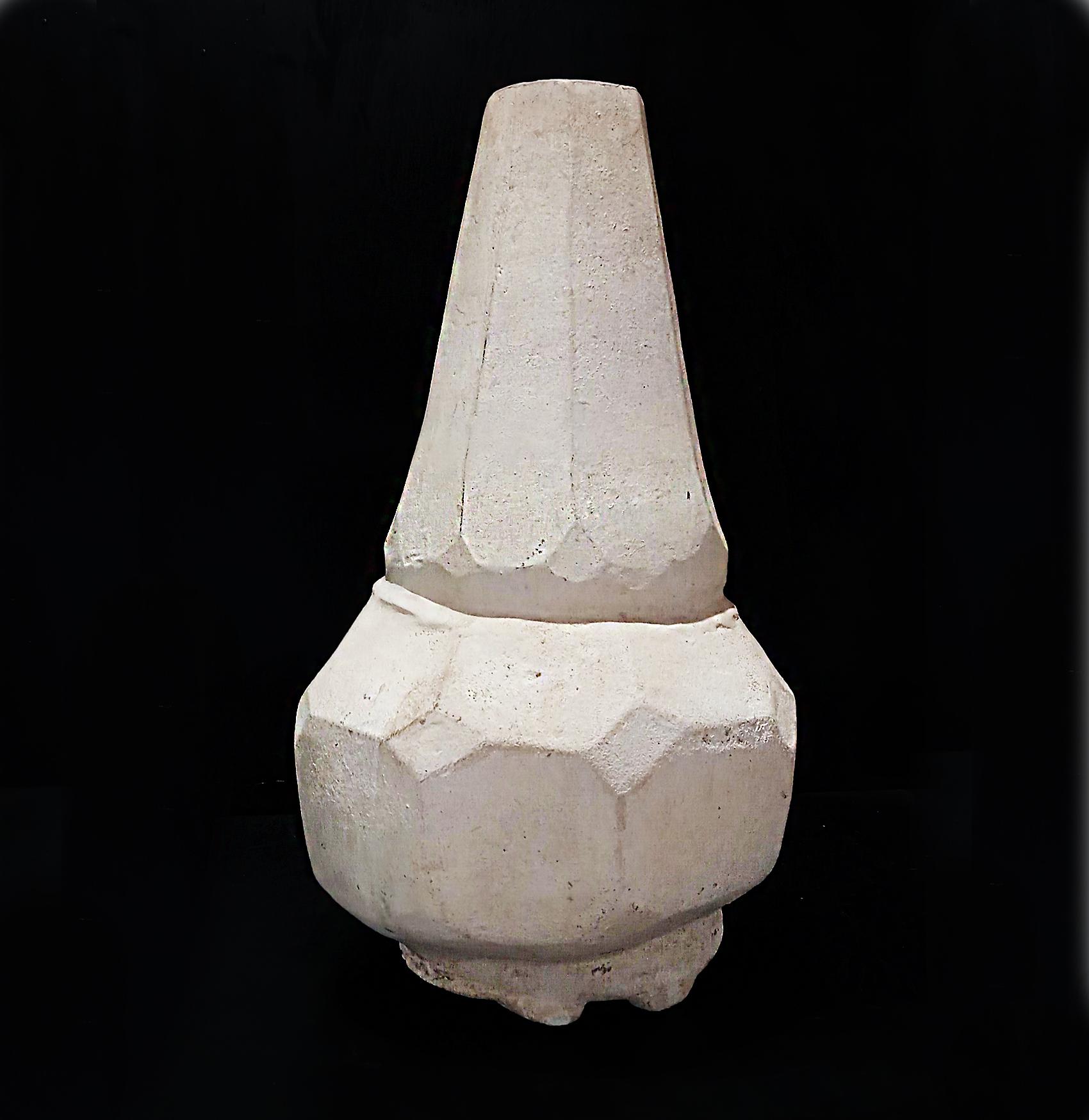 Thai Ceramic Vase with White Rustic Glaze For Sale 3