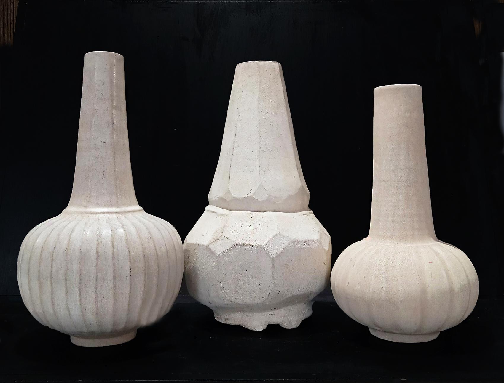 Thai Ceramic Vase with White Rustic Glaze For Sale 4
