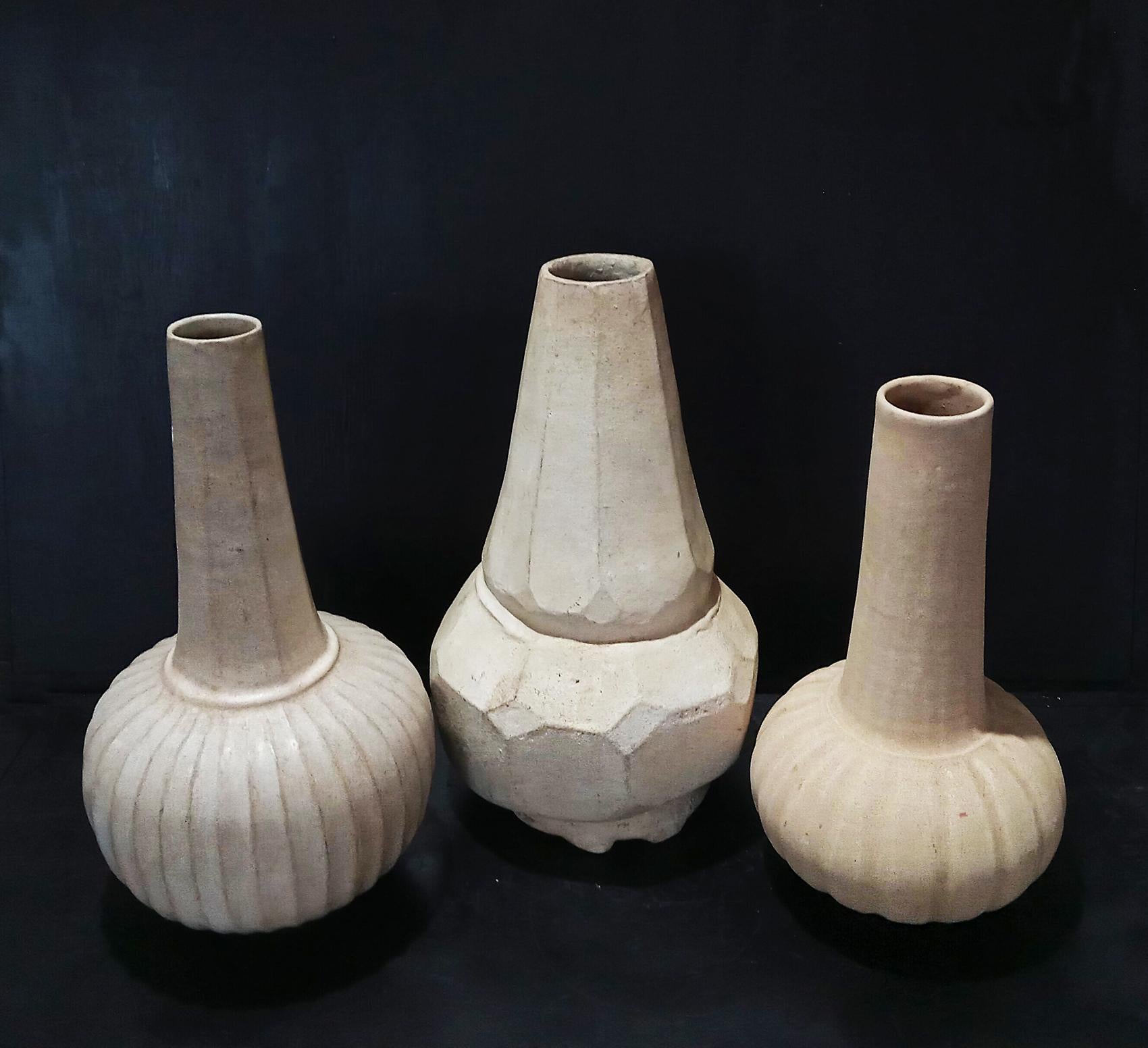 Thai Ceramic Vase with White Rustic Glaze For Sale 5