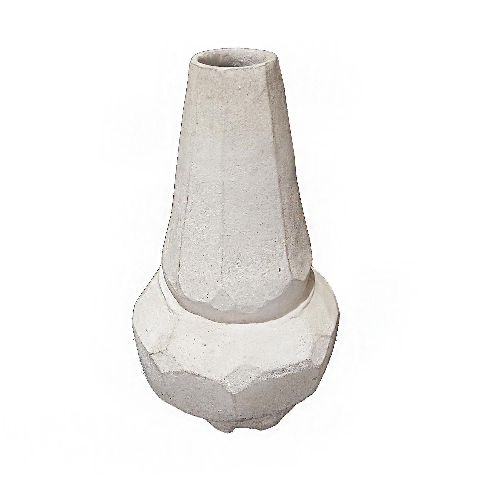 Organic Modern Thai Ceramic Vase with White Rustic Glaze For Sale