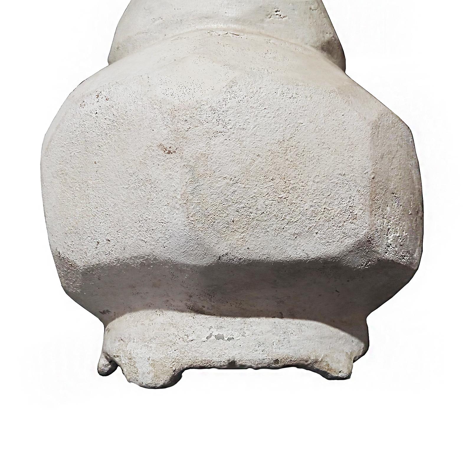 Earthenware Thai Ceramic Vase with White Rustic Glaze For Sale