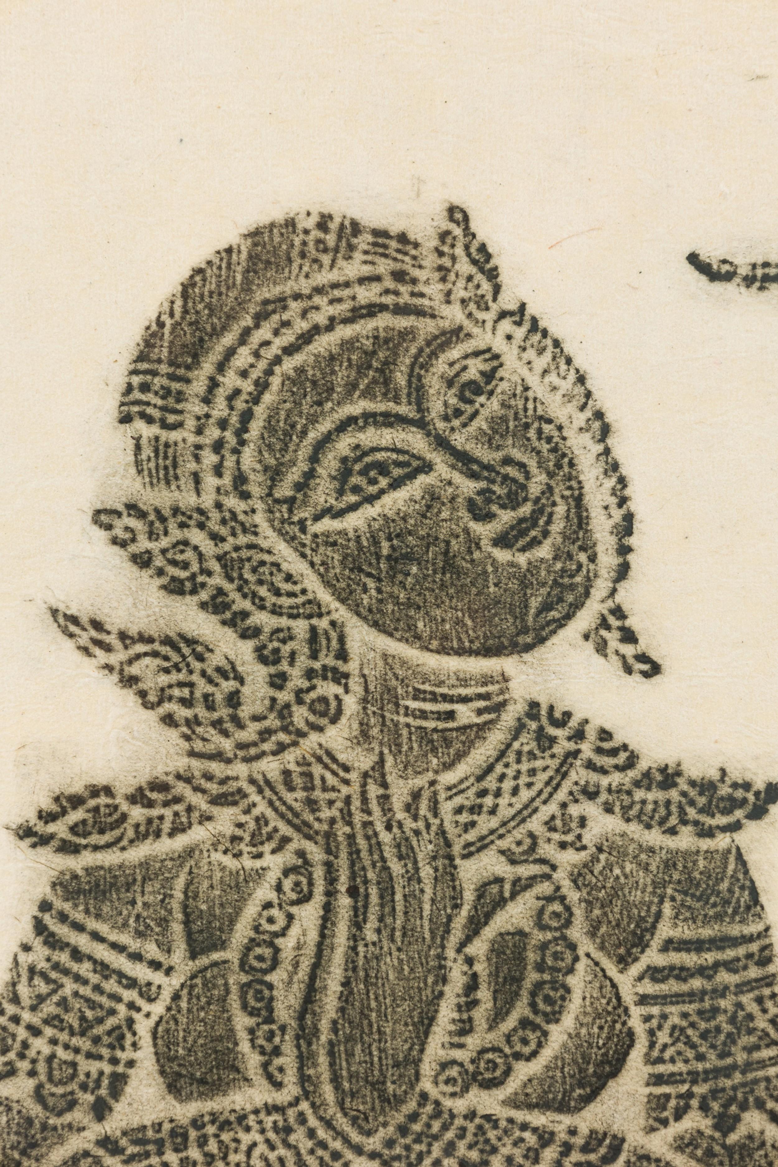 Doré Fusain thaïlandais d'un homme et d'une femme en vente