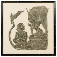 Thai Charcoal painting of a Man and Women