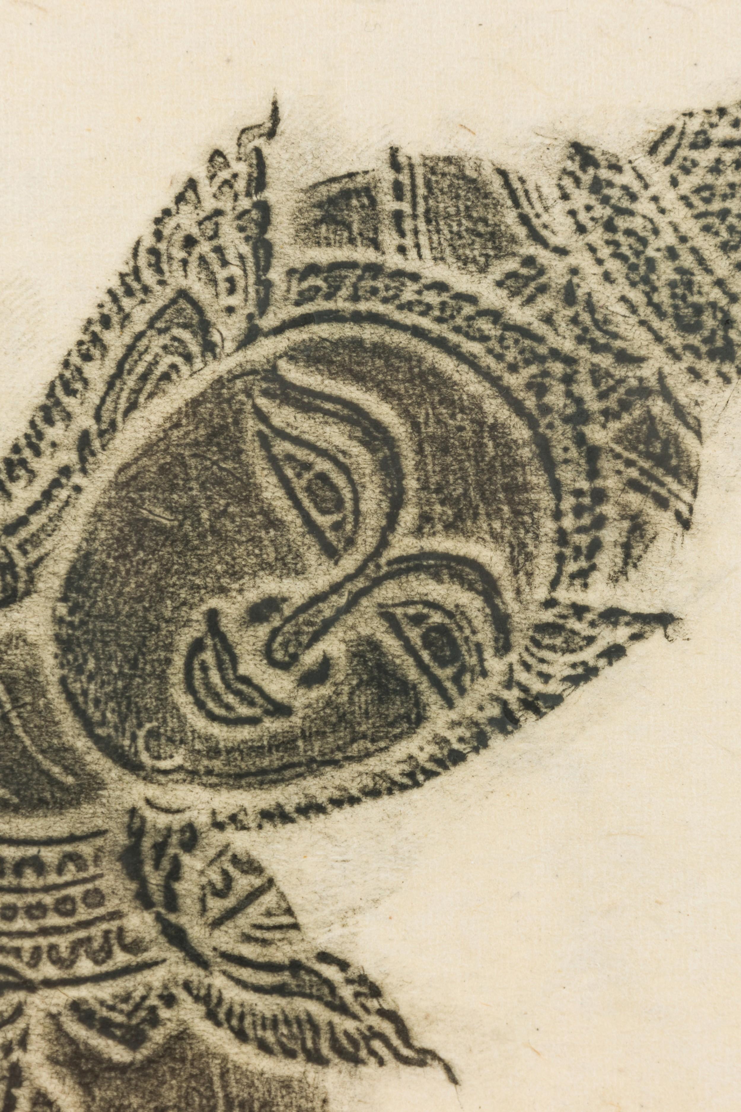 Thai Charcoal Rubbing painting of Budda (Unbekannt) im Angebot