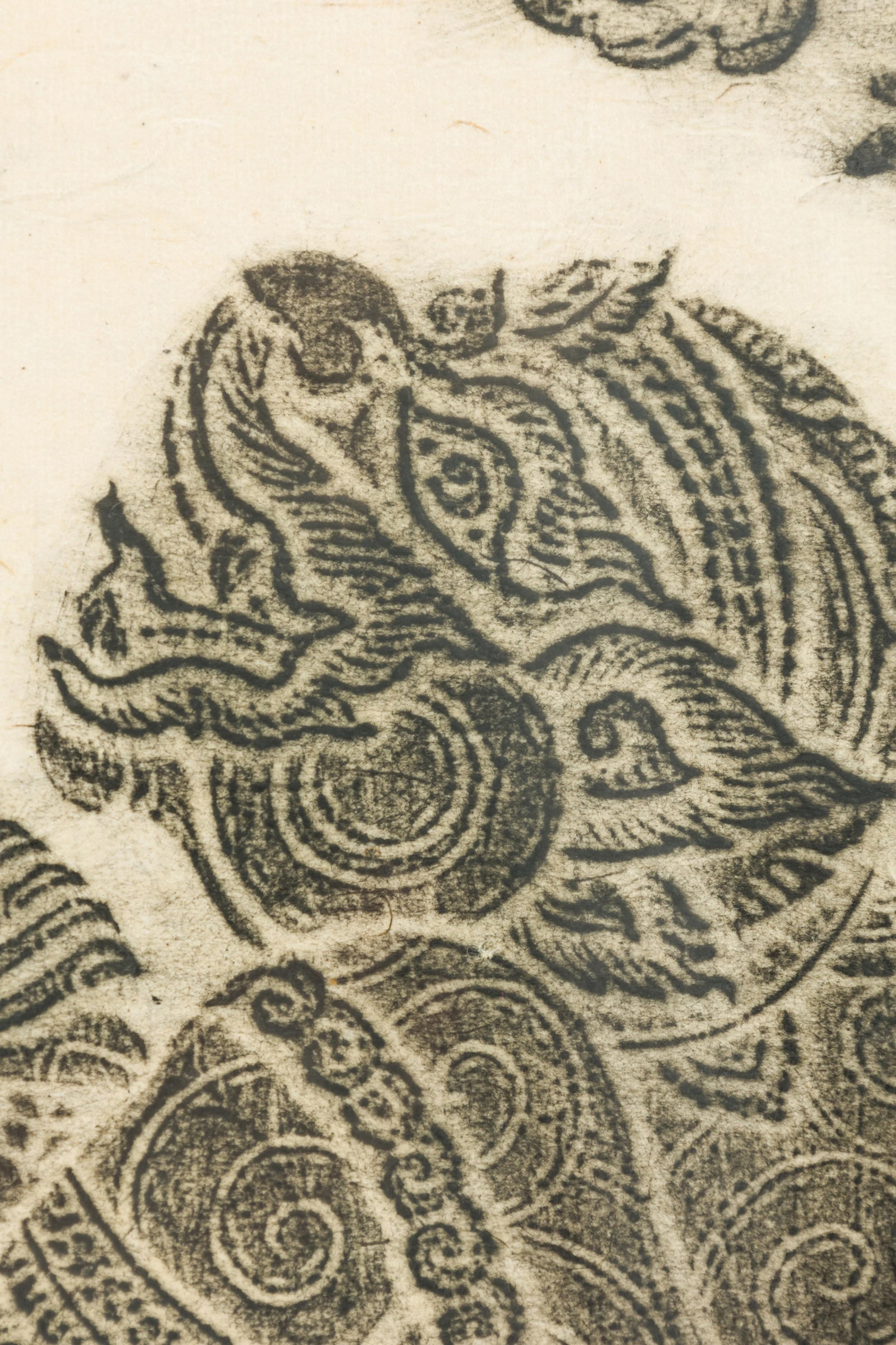 Thai Charcoal Rubbing painting of Budda (Vergoldet) im Angebot