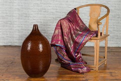 Thai Chiang Mai Brown Textured Teardrop Shaped Vase from the Prem Collection