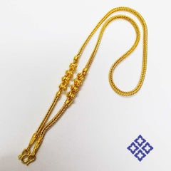 Thai flower pikun necklace. Brass+silver on 24K Goldplated. Thai sukhothai style