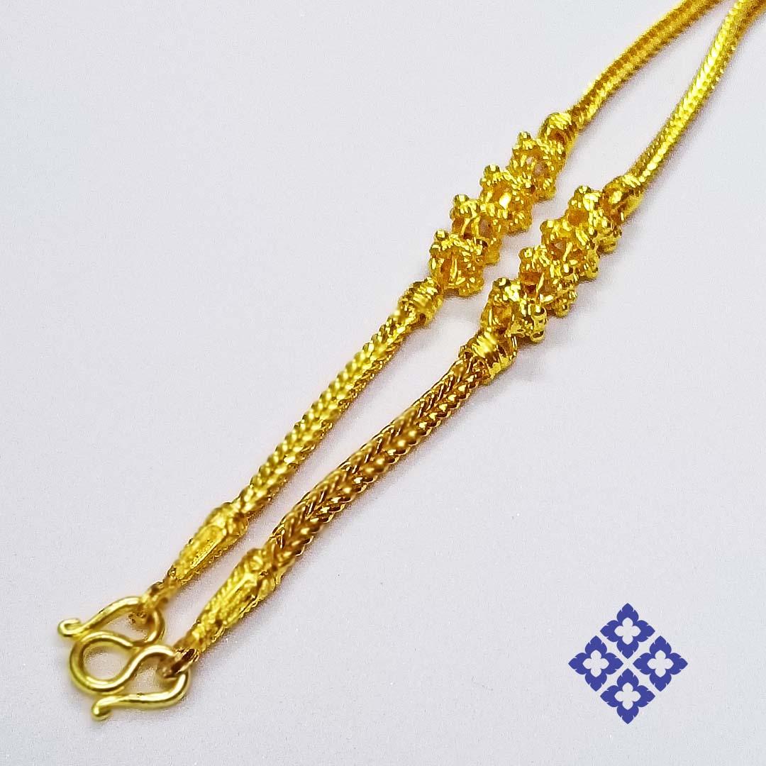 Women's Thai flower pikun necklace. Brass+silver on 24K Goldplated. Thai sukhothai style For Sale