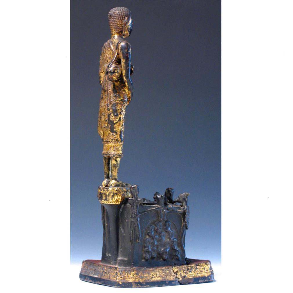 Other Thai gilded copper alloy sculpture of Phra Malai visiting the damned to hell For Sale