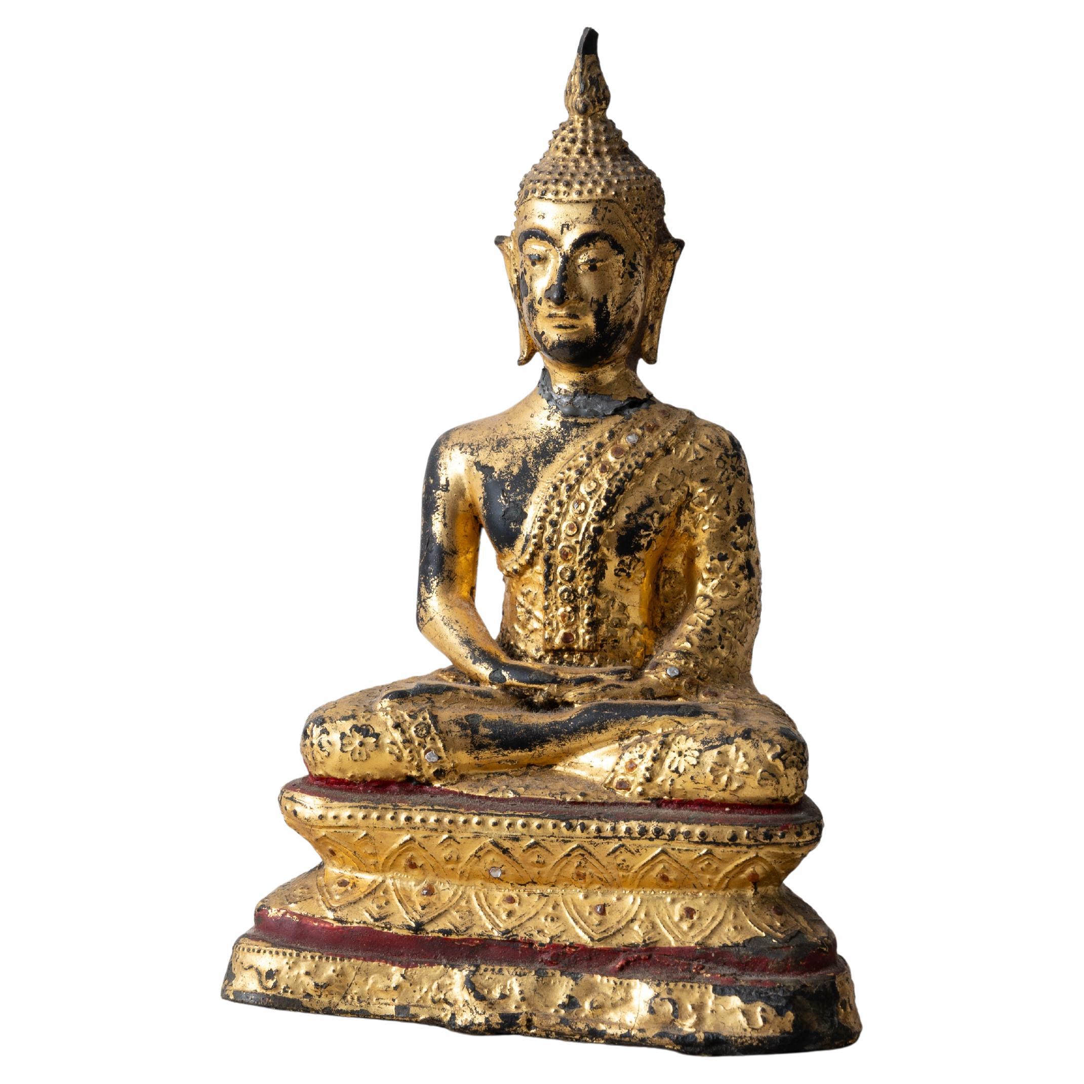 Buddha thailandese in bronzo dorato, XIX secolo