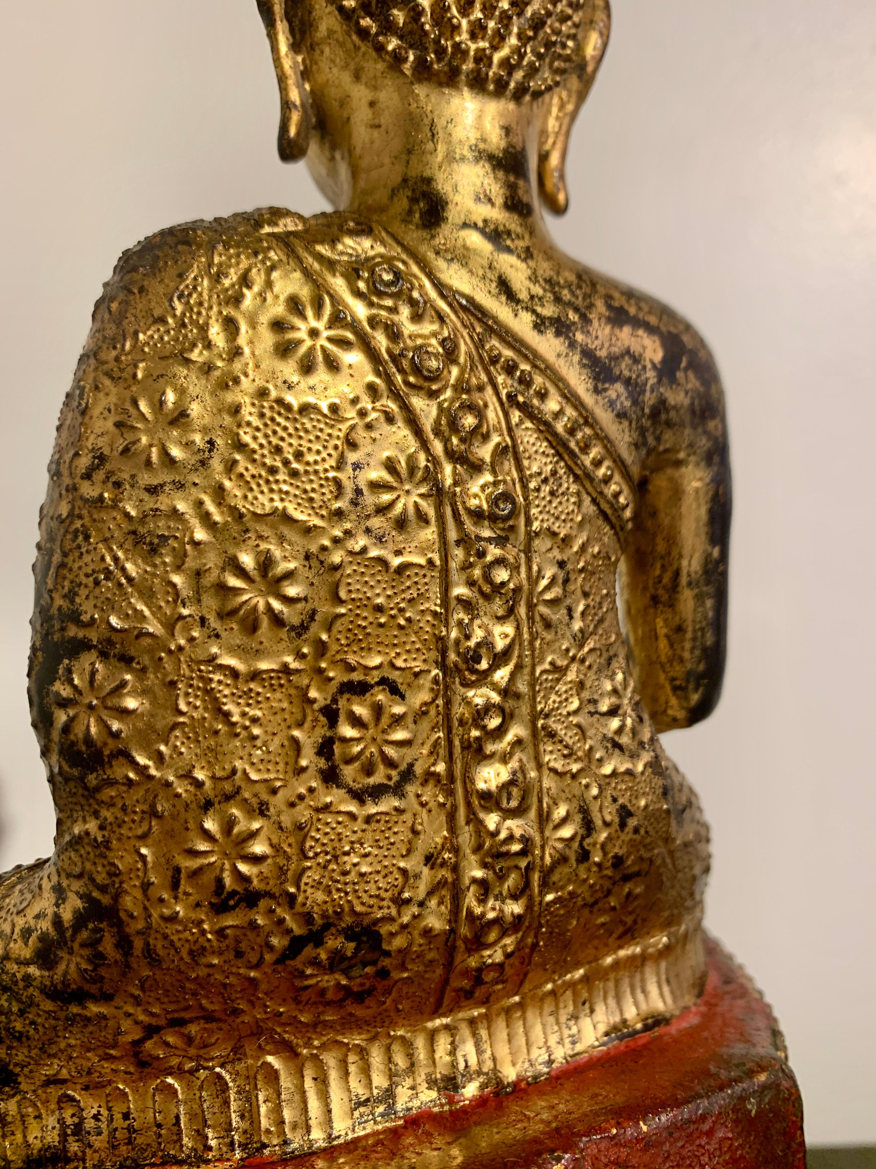 Thailändischer Buddha aus vergoldeter Bronze, Marvijaya, Rattanakosin-Periode, 19. Jahrhundert, Thailand im Angebot 9