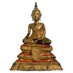 Bouddha thaïlandais en bronze doré Marvijaya, Période Rattanakosin, 19e siècle, Thaïlande