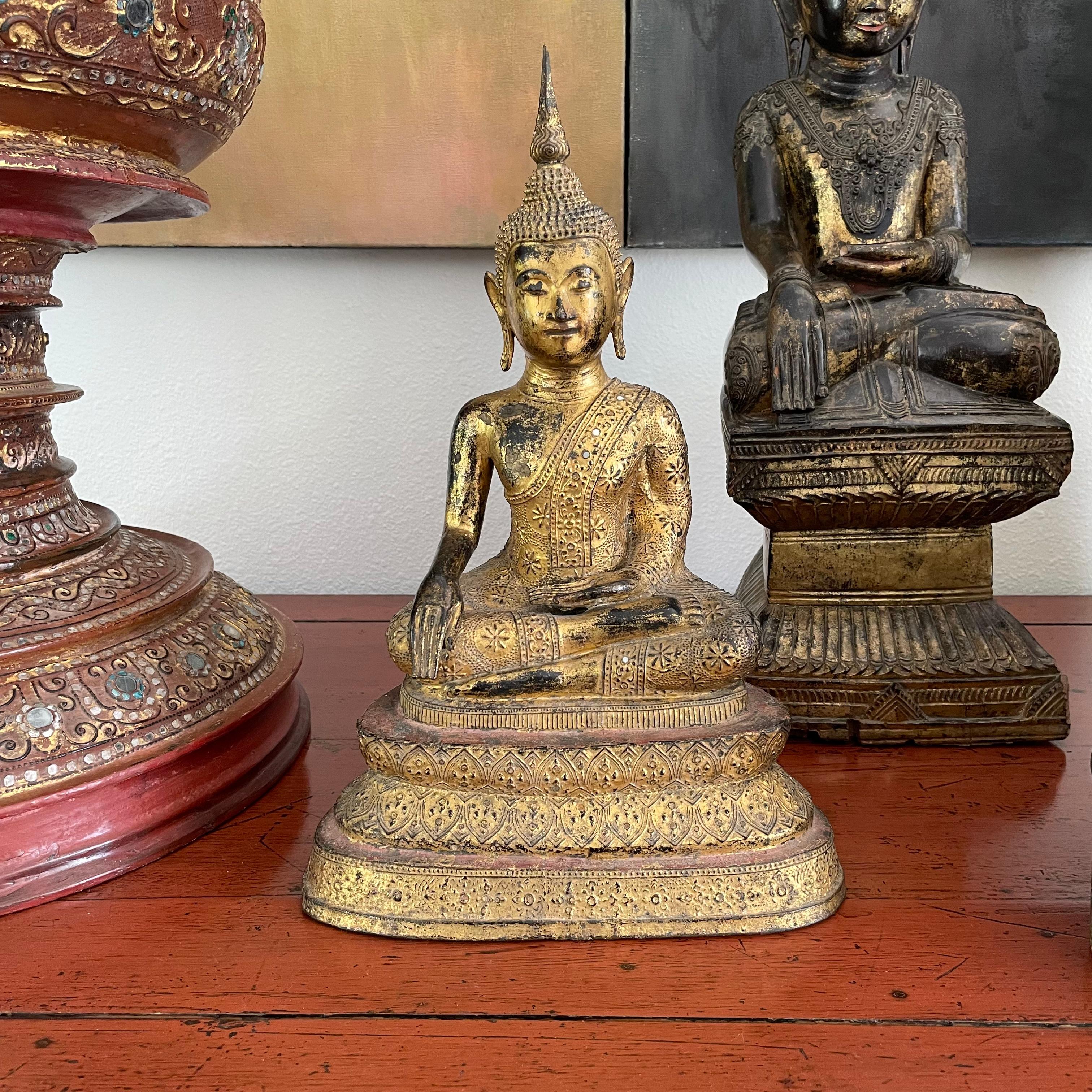Thai Gilt Bronze Figure of a Seated Buddha For Sale 12