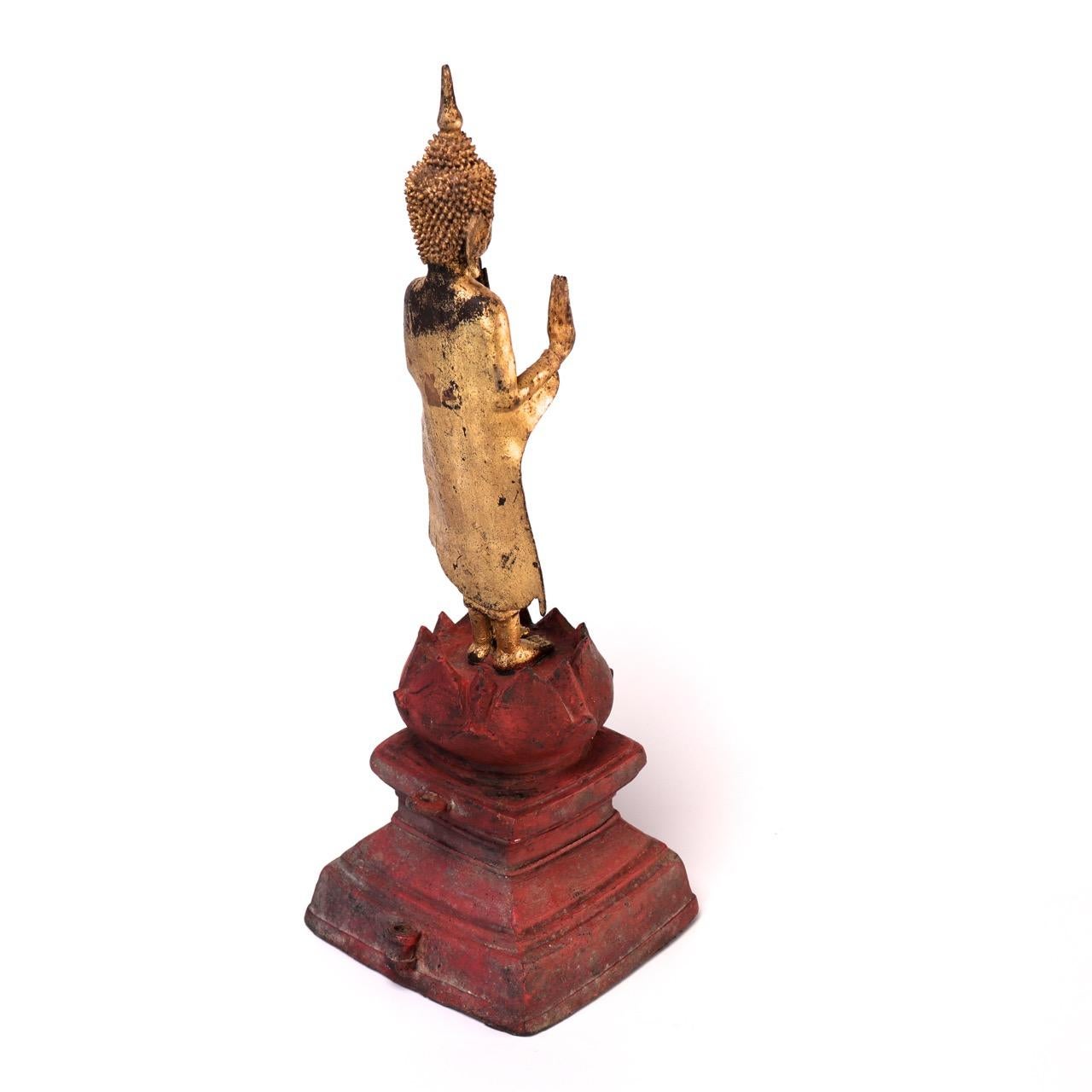 Thai Gilt Bronze Figure of a Standing Buddha, Rattanakosin Period, 19th Century For Sale 1