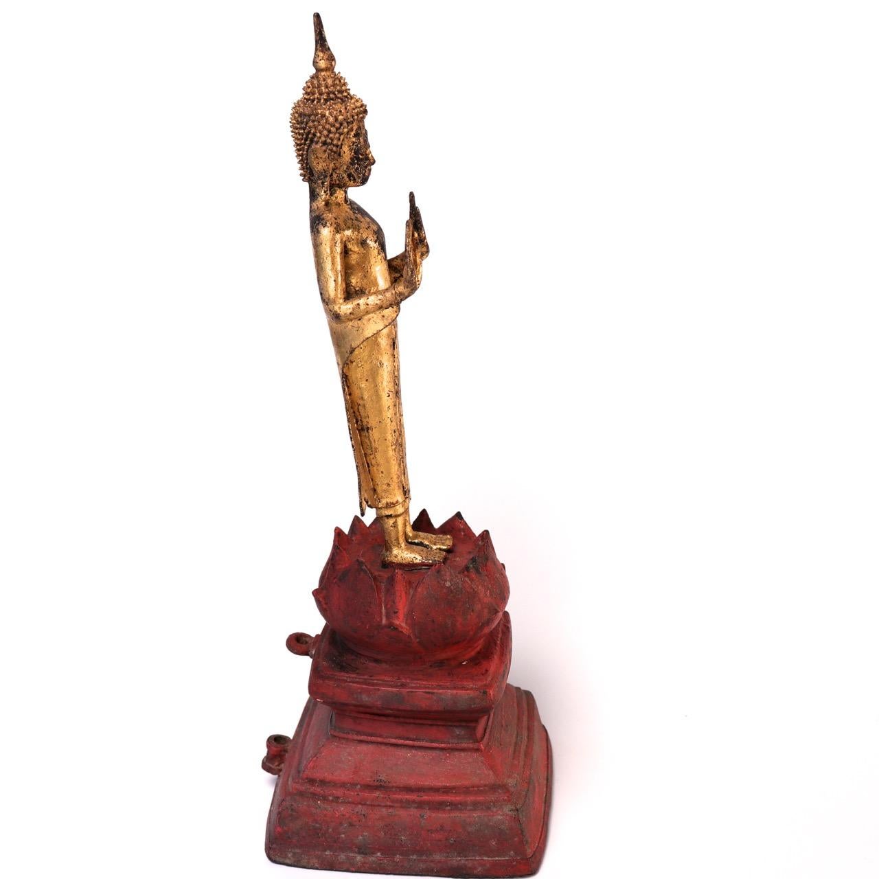 Thai Gilt Bronze Figure of a Standing Buddha, Rattanakosin Period, 19th Century For Sale 2