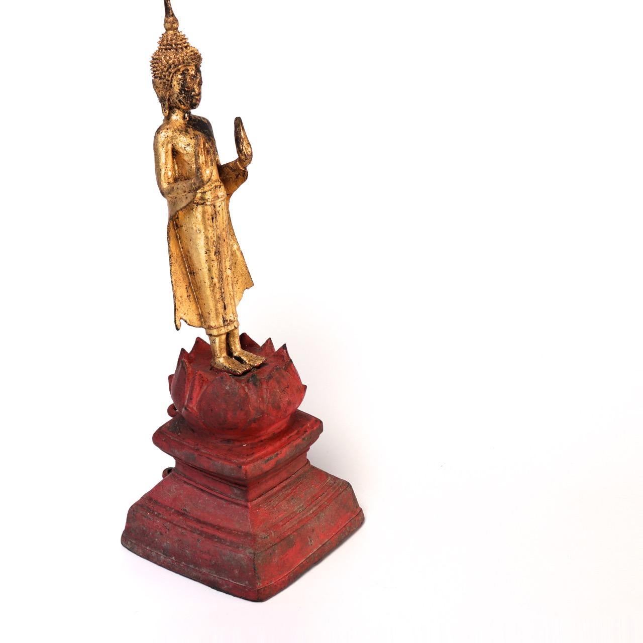 Thai Gilt Bronze Figure of a Standing Buddha, Rattanakosin Period, 19th Century For Sale 3