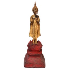 Thai Gilt Bronze Figure of a Standing Buddha, Rattanakosin Period, 19th Century