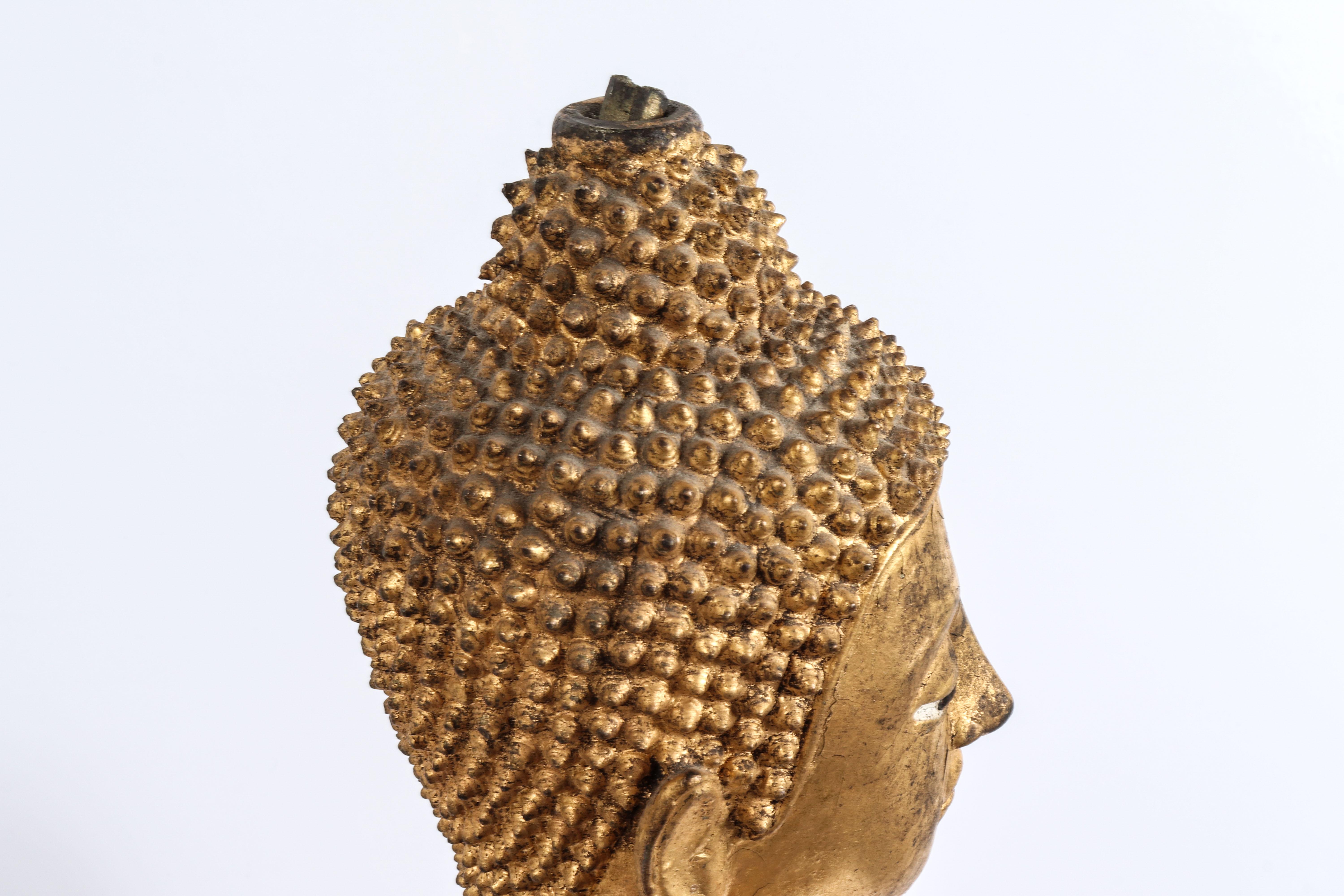 Thai Gilt Bronze Standing Buddha Sculpture In Good Condition In New York, NY