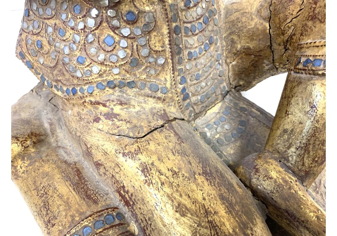 Thai Glass Inlaid Gilt Wood Seated Figure For Sale 6