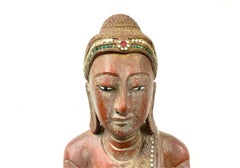 Thai Mandalay Style Large 41" Tall Carved Wood Buddha