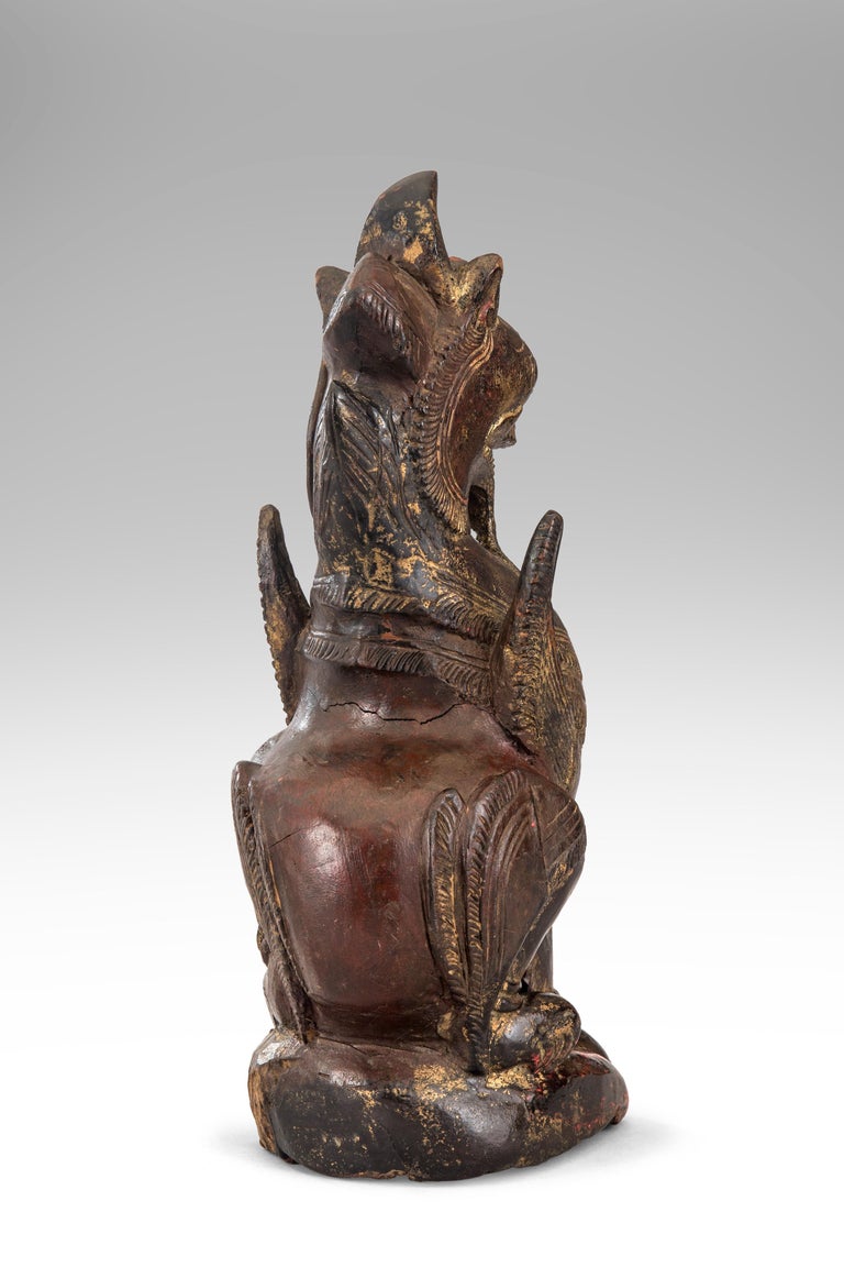 Thai Mythological Guardian Lion Sculpture For Sale at 1stDibs