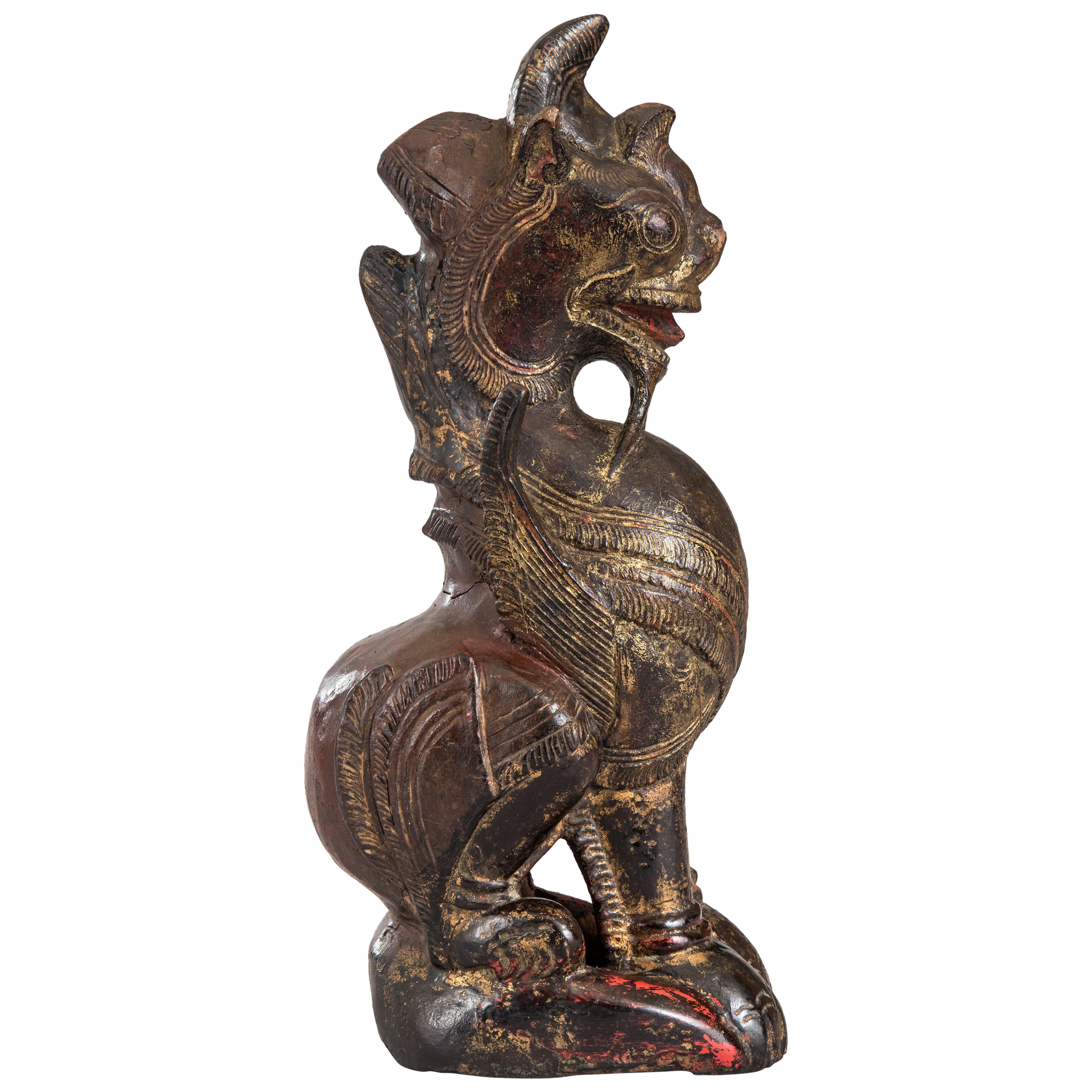 Thai Mythological Guardian Lion Sculpture For Sale