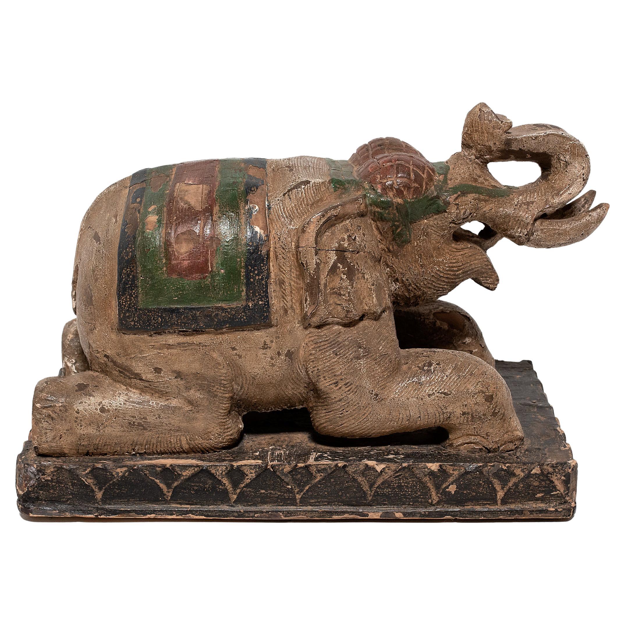 Thai Polychrome Elephant Sculpture