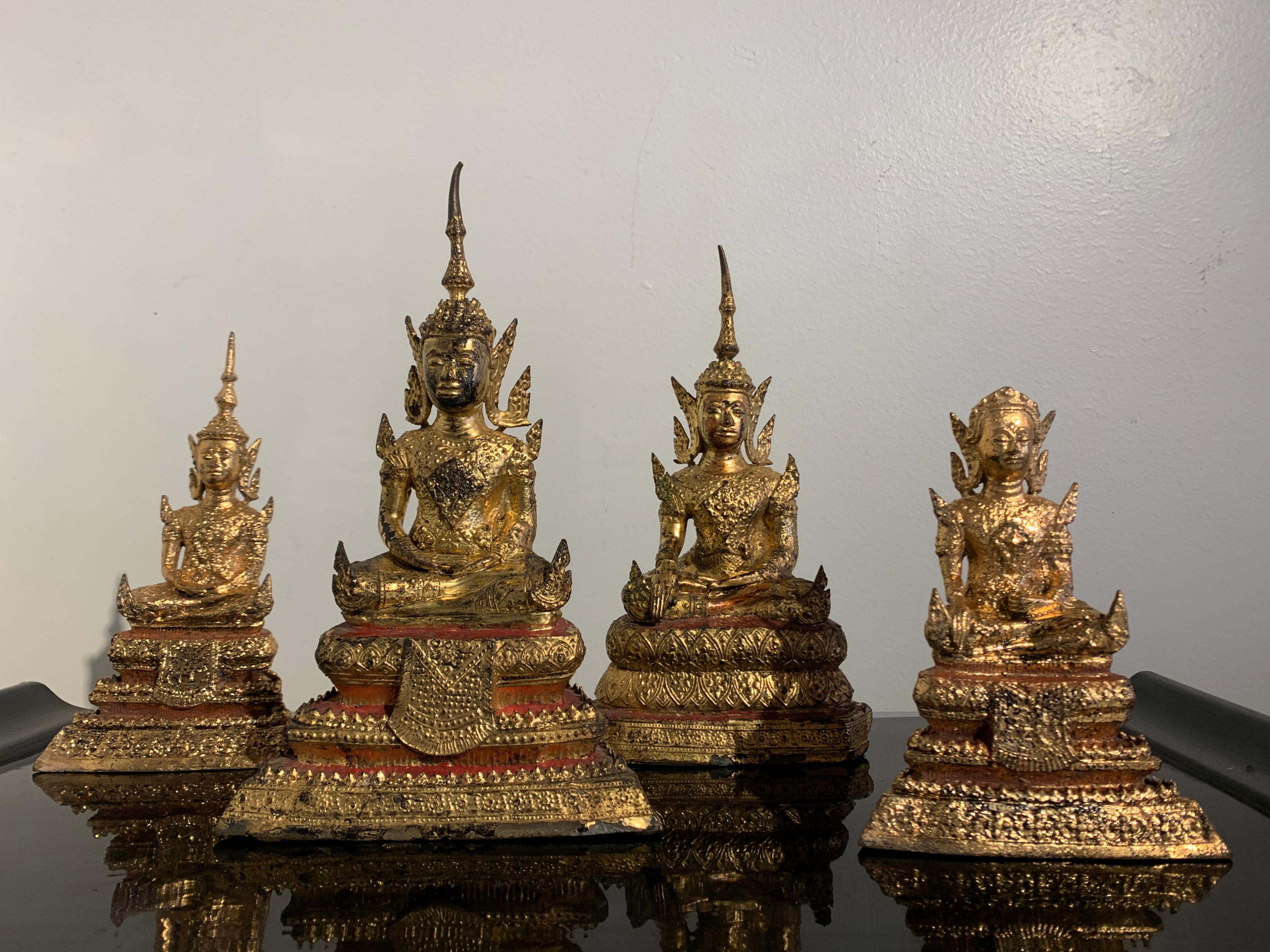 Bouddha thaïlandais en bronze doré Rattanakosin, milieu du 19e siècle, Thaïlande en vente 7