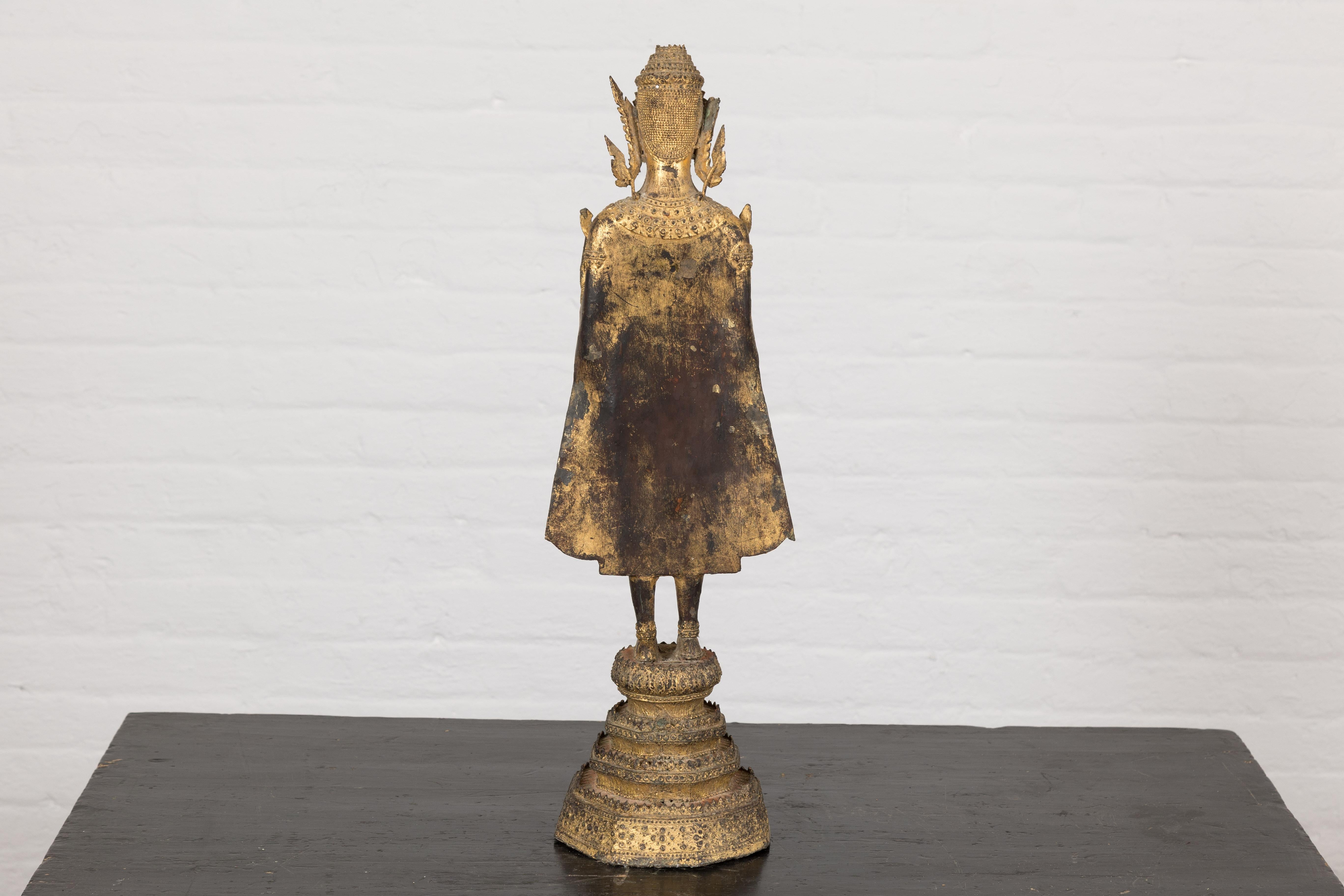 19th Century Gilded Bronze Tabletop Temple Statue For Sale 9