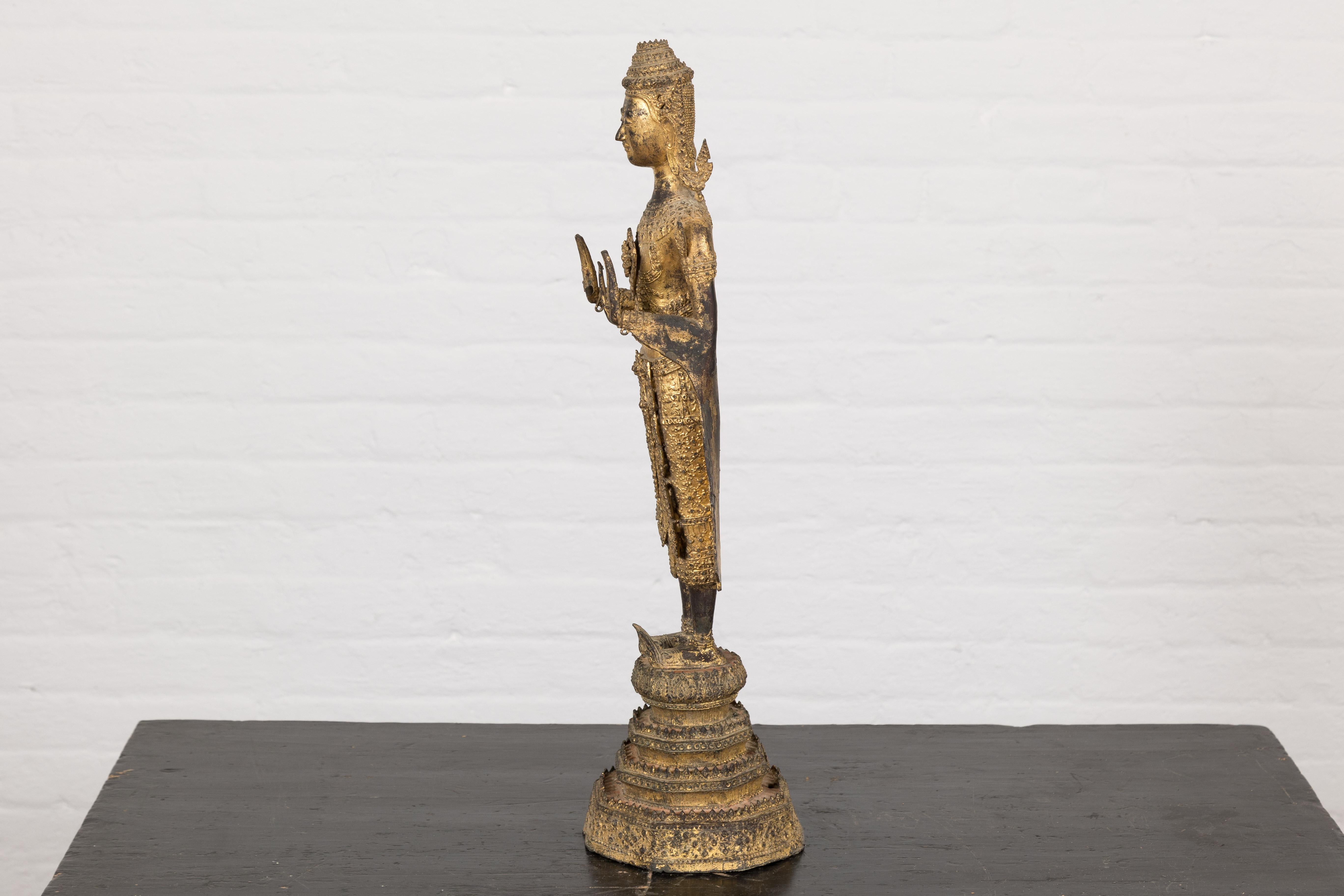 19th Century Gilded Bronze Tabletop Temple Statue For Sale 10