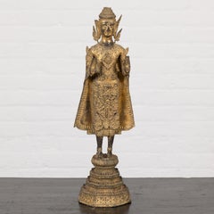19th Century Gilded Bronze Tabletop Temple Statue