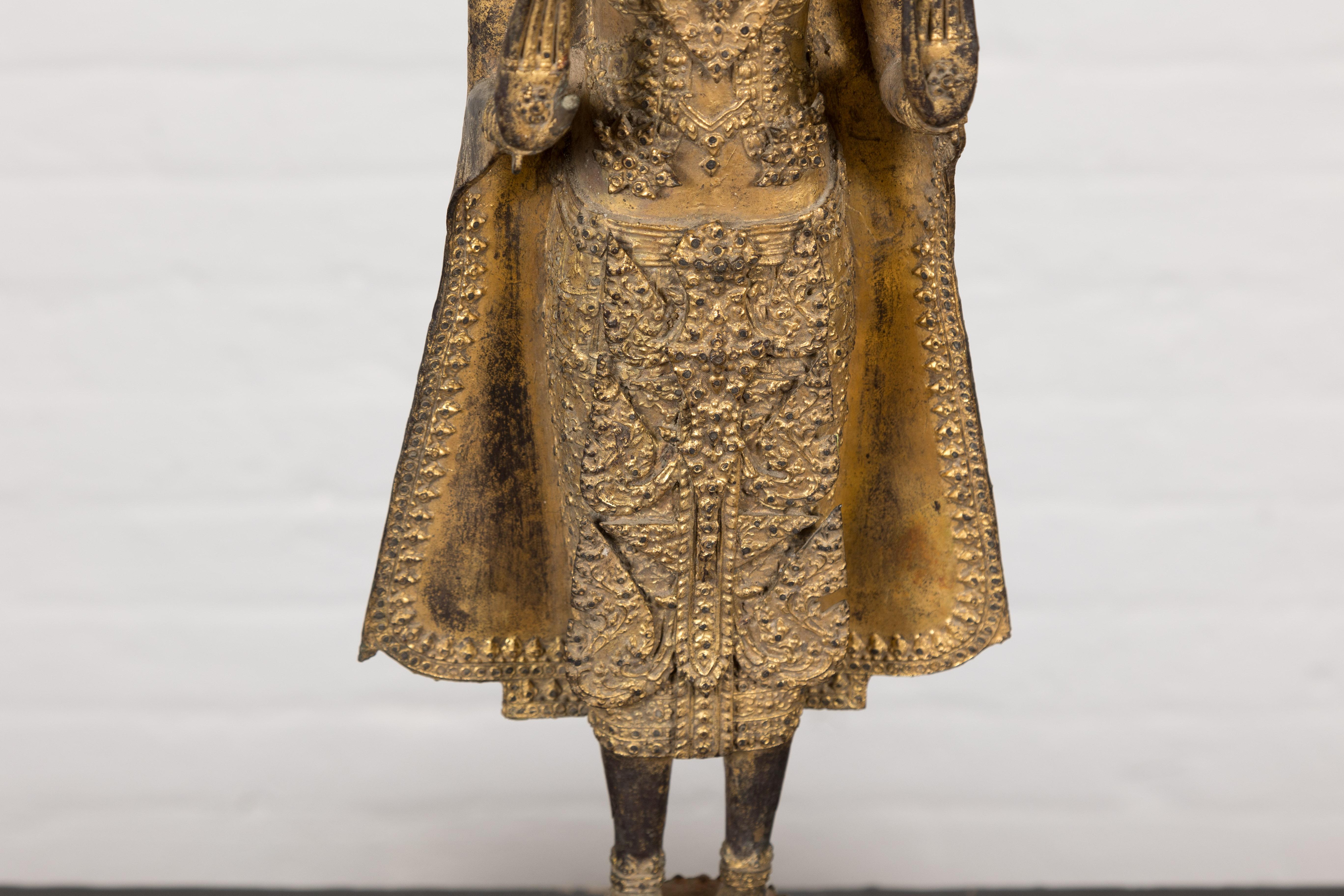 19th Century Gilded Bronze Tabletop Temple Statue For Sale 2