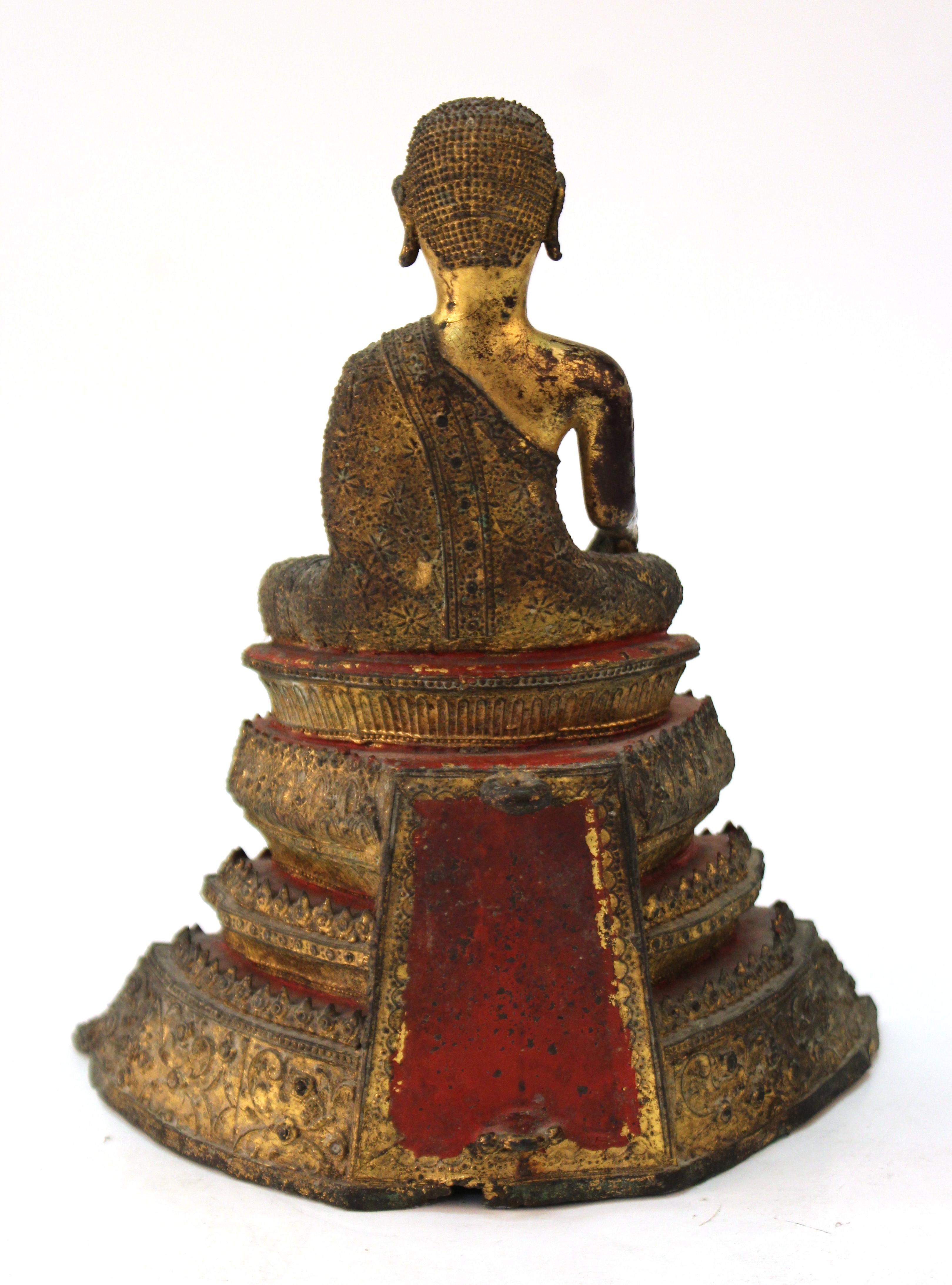 Thai Rattanakosin Period Gilt Bronze Buddha In Good Condition In New York, NY