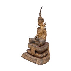 Thai Rattanakosin Seated Buddha Figure in Gilt Bronze, 19th Century