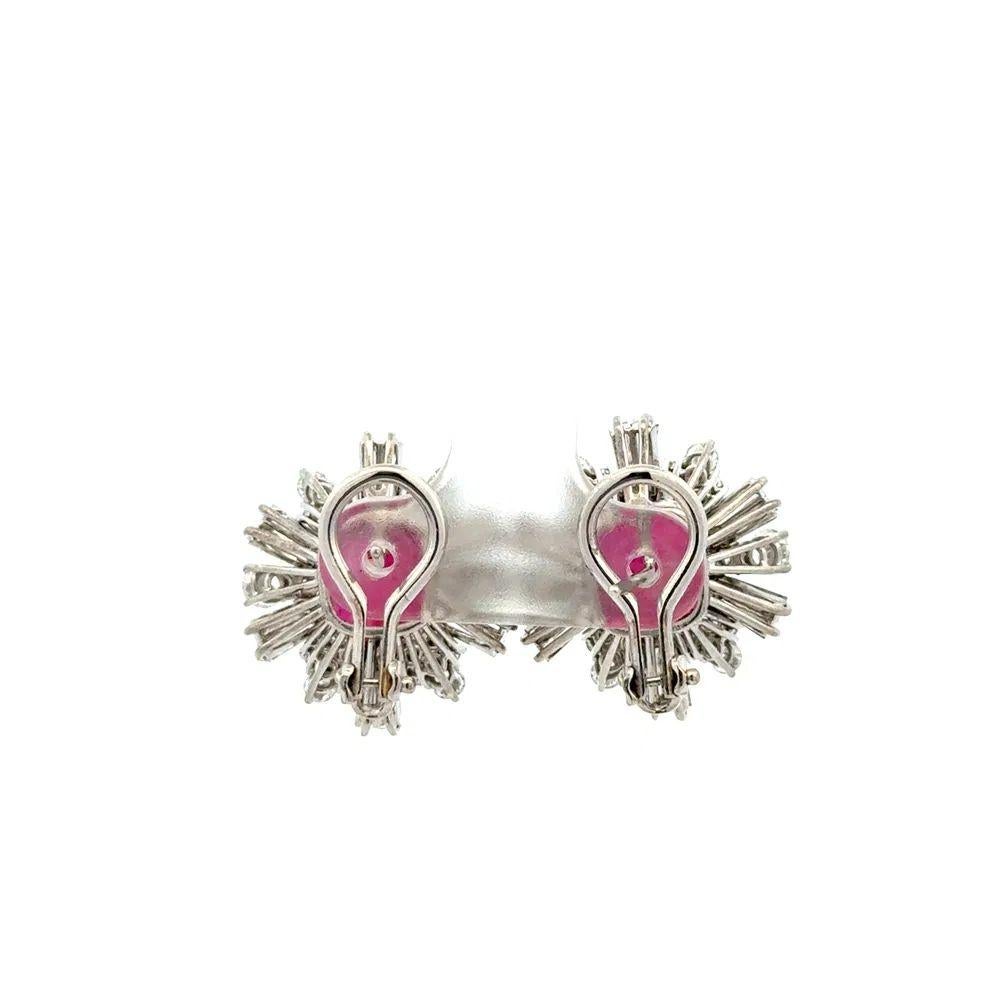 Thai Ruby GIA and Diamond Platinum Statement Earrings In Excellent Condition For Sale In Montreal, QC