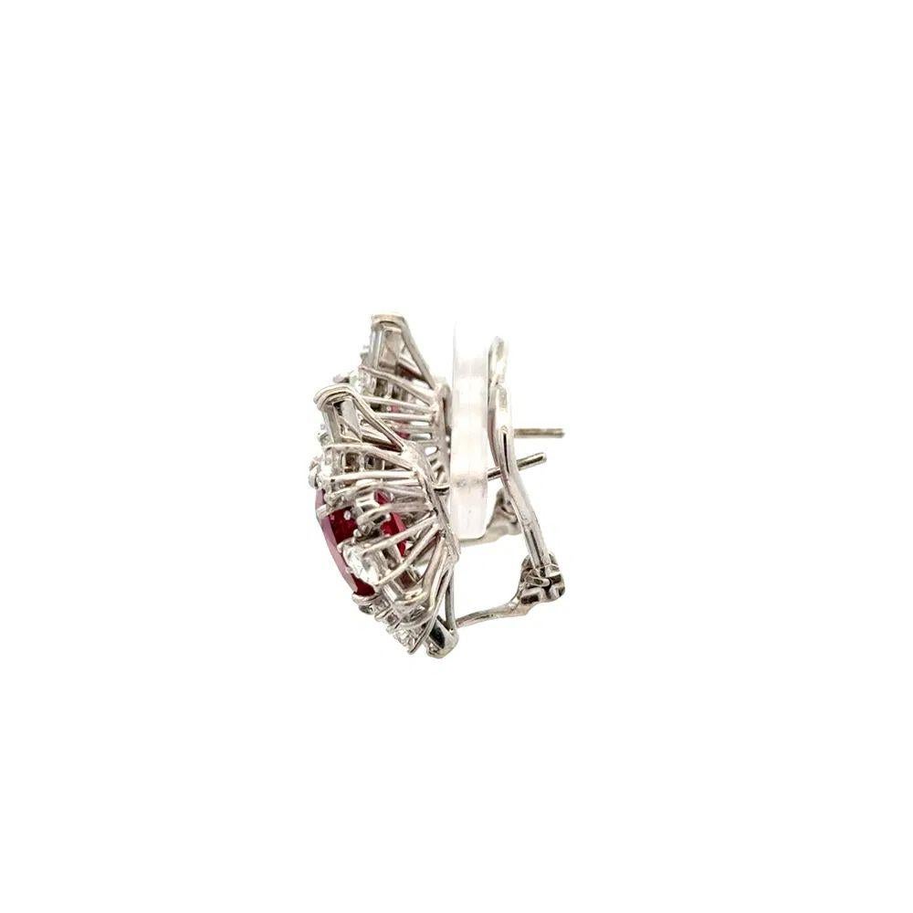 Women's or Men's Thai Ruby GIA and Diamond Platinum Statement Earrings For Sale