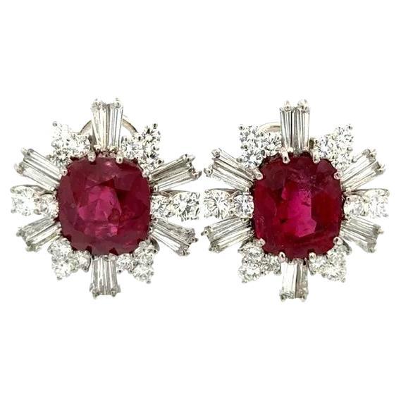 Thailändischer Rubin GIA und Diamant Platin Statement-Ohrringe